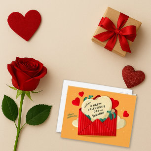 Valentine Envelope with Popping Hearts Holiday Postcard