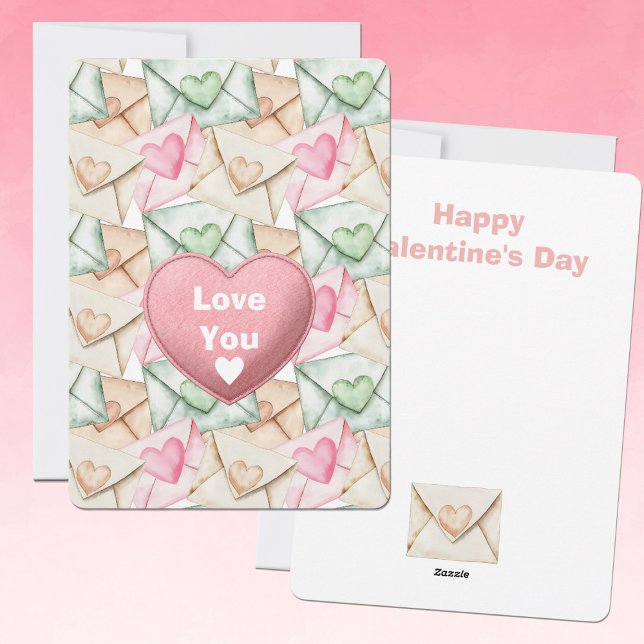 Valentine Envelopes and Hearts Holiday Card (Creator Uploaded)