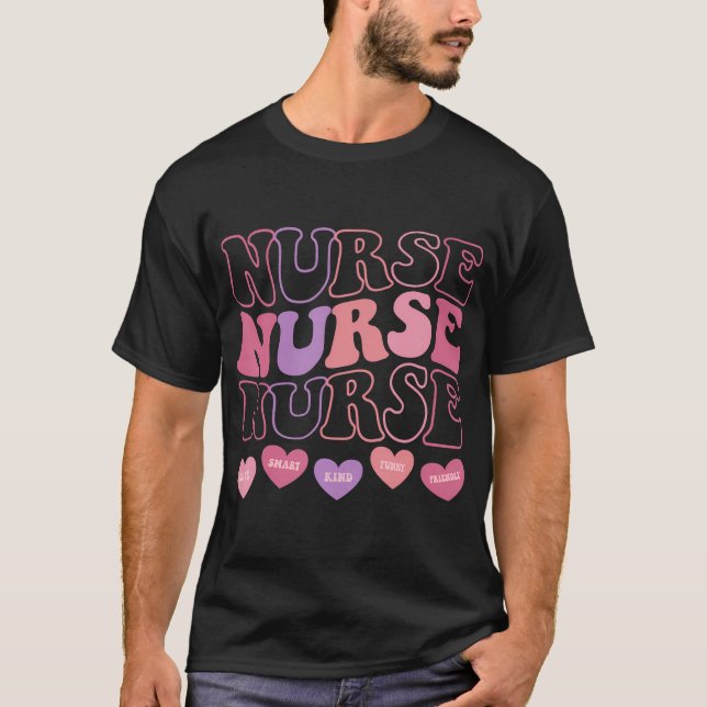 Valentine Er Icu Nicu Rn Nurses Women Retro Nursin T-Shirt (Front)