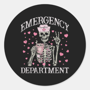 Valentine Er Nurse Emergency Department Room Skele Classic Round Sticker