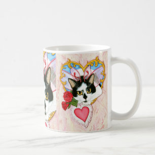 Valentine Fairy Cat Tuxedo Cat Fantasy Art Mug