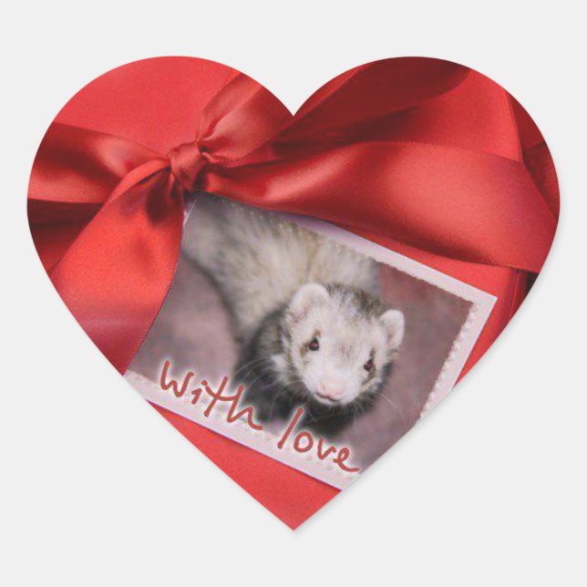 Valentine Ferret Heart Stickers (Front)