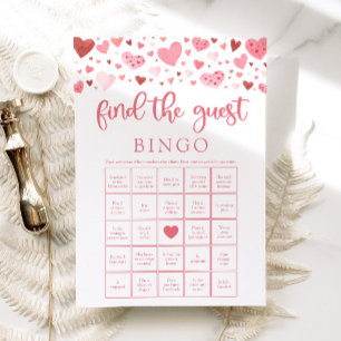 Valentine Find the Guest Baby Shower Bingo Game Invitation