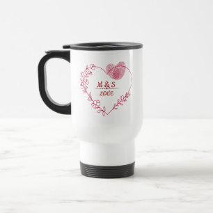 Valentine Fingerprint Heart Floral Travel Mug