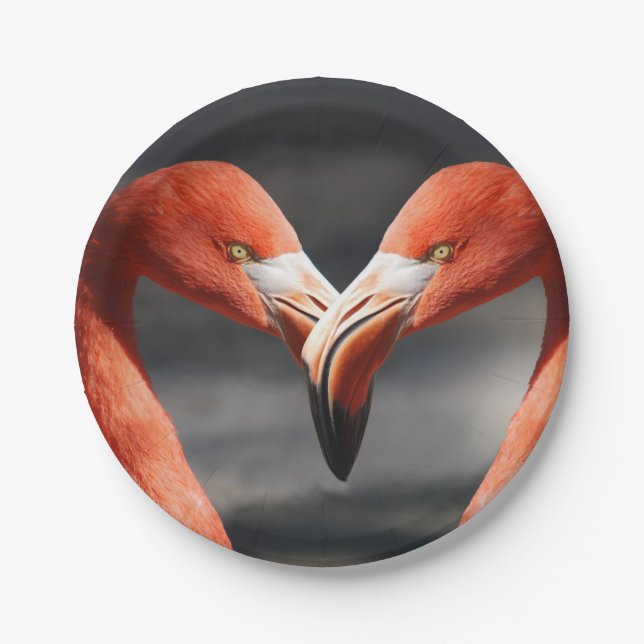 Valentine Flamingo Paper Plate (Front)