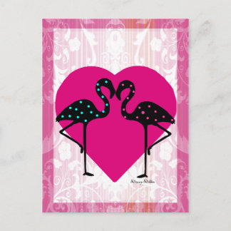 Valentine Flamingos Post Card