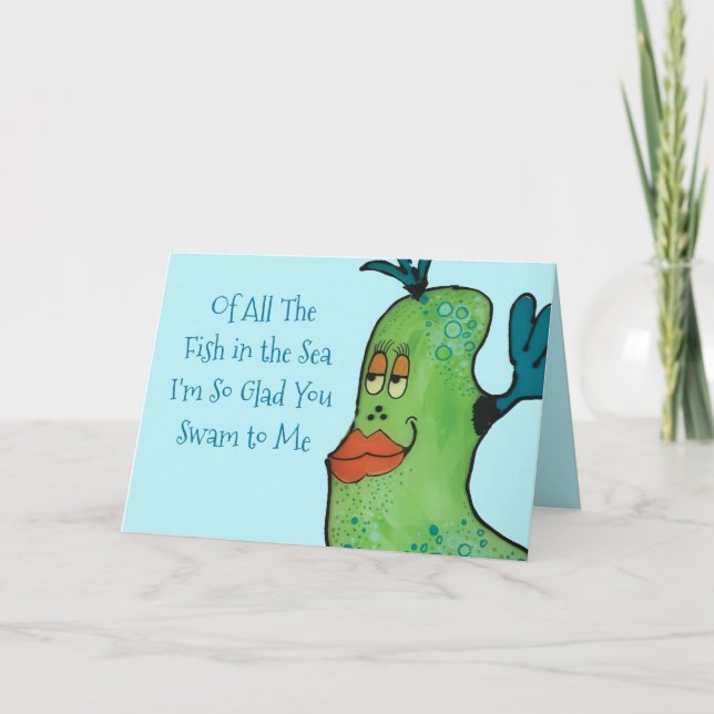 Valentine Flirty Fish Art Holiday Card (Front)