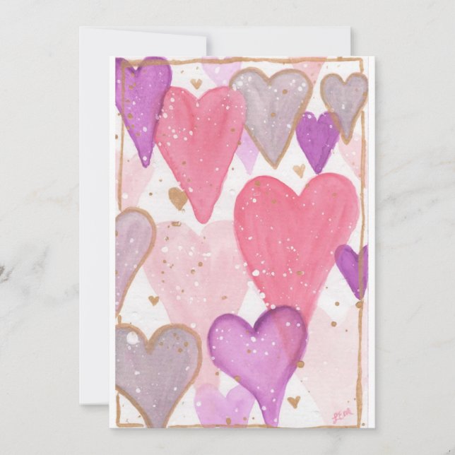 Valentine Floating Hearts Holiday Card (Front)