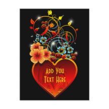 Valentine Floral Heart Love Postcard