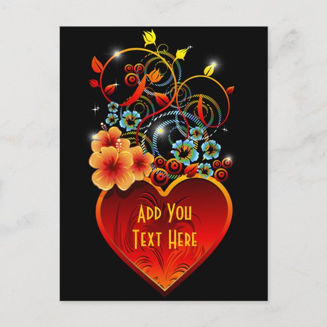Valentine Floral Heart Love Postcard (Front)