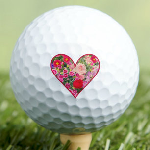 Valentine Floral Heart - Romantic Gift for Golfer Golf Balls