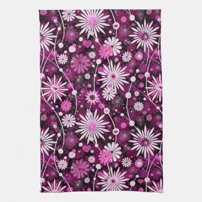 Valentine Floral Pattern Tea Towel (Vertical)