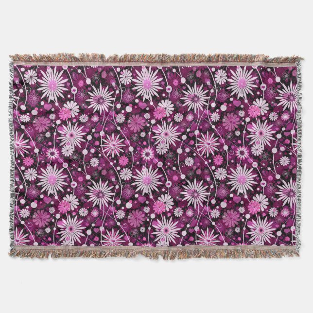 Valentine Floral Pattern Throw Blanket (Front)