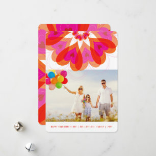 Valentine Flower Love Pink Sweet Hearts Chic Photo Holiday Card