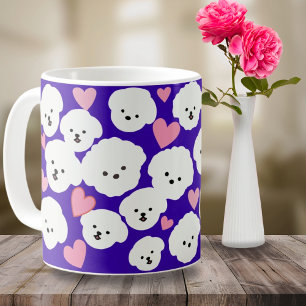Valentine Fluffy Bichon and Hearts Mug