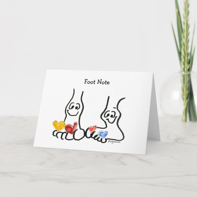 Valentine Foot Note Cartoon Heart Toe Jam Card (Front)