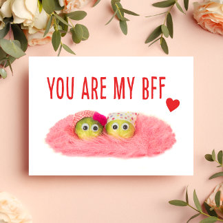 Valentine for Best Friend - Cute Crafted Veggie Holiday Postcard