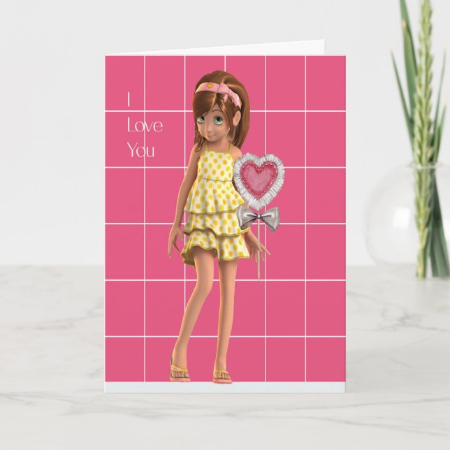 Valentine for Dad from Young Daughter Thank You Card (Front)
