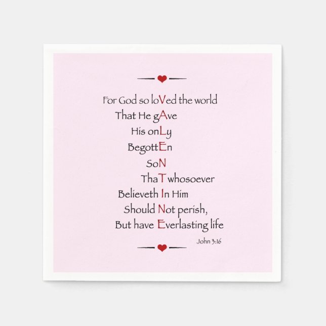 VALENTINE - For God So Loved the World Napkin (Front)