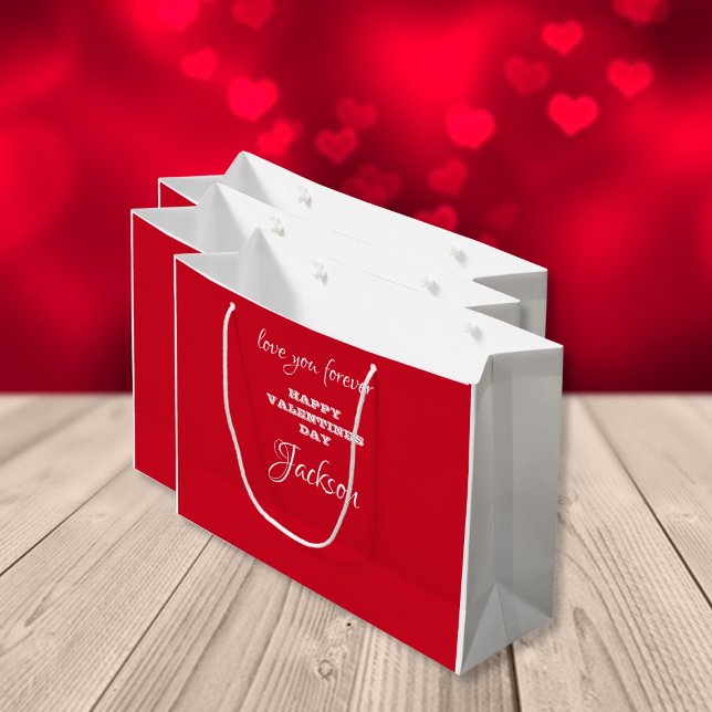 Valentine For Him Classic Chic Red Valentine's Day Large Gift Bag (Large Red Valentines Day Gift Bags.)