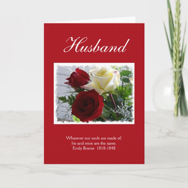 Valentine for Husband-Roses/with quote Holiday Card (Front)