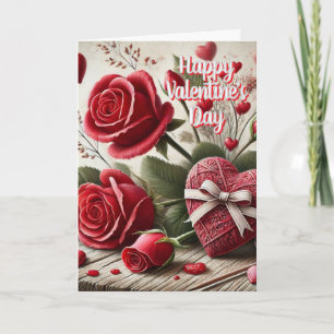 Valentine for Mum Roses and Hearts Greeting Card