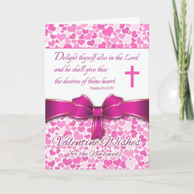 Valentine for Newlyweds, Psalm 37 Scripture Verse Holiday Card (Front)
