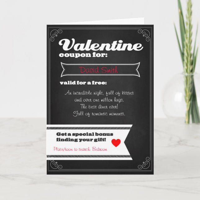 Valentine free coupon holiday card (Front)