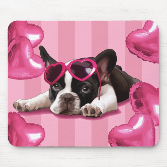Valentine French  Bulldog Puppy Mouse Mat (Front)