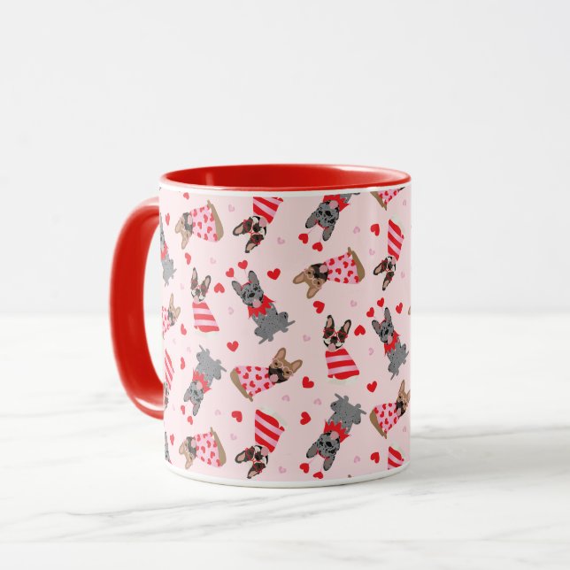 Valentine French Bulldogs Mug (Front Left)