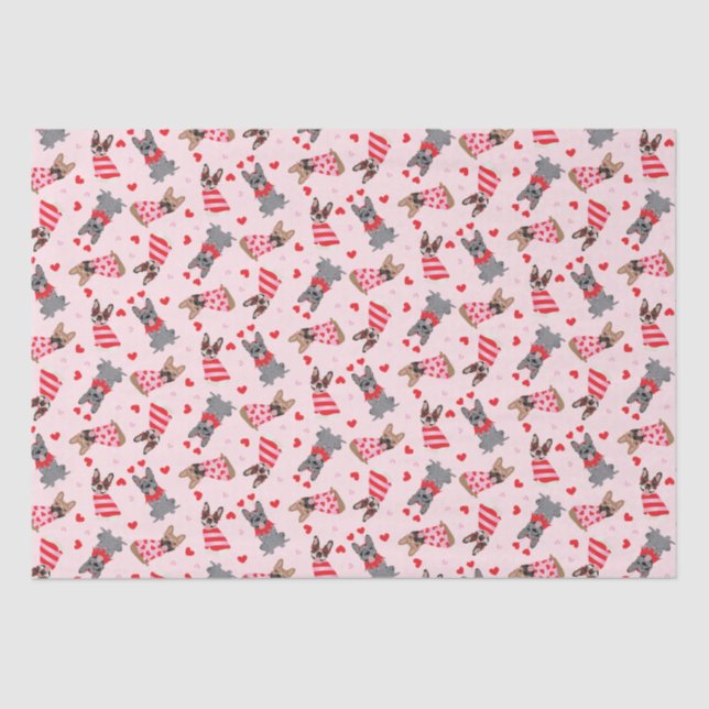 Valentine French Bulldogs Tissue Paper (Front)