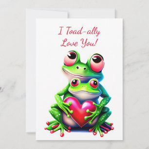 Valentine Frogs Fun Holiday Heart I Love You Card