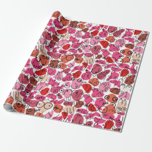 valentine fun woman wrapping paper
