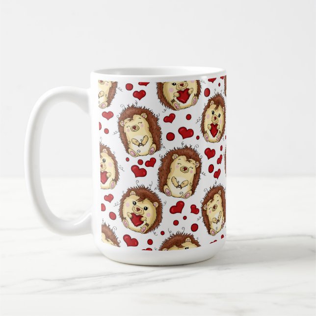 Valentine funny hedgehog coffee mug (Left)