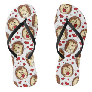 Valentine funny hedgehog flip flops