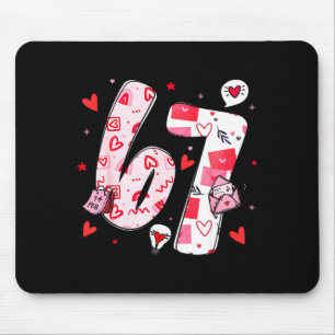 Valentine Funny Six Seven 6 7 Meme Men Women Kids Mouse Mat