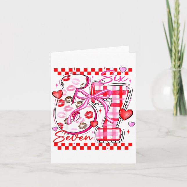 Valentine Funny Six Seven 6 7 Meme Slang Men Women Card (Front)