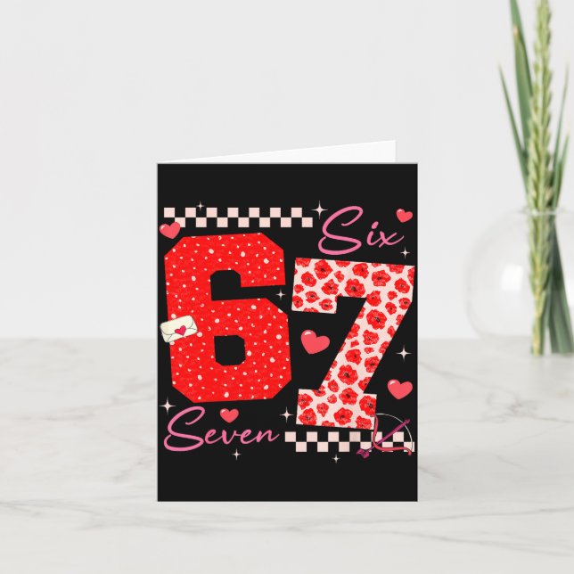 Valentine Funny Six Seven 6 7 Meme Slang Men Women Card (Front)