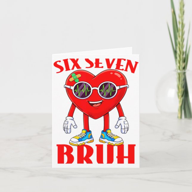 Valentine Funny Six Seven Bruh Meme 67 Heart Lover Card (Front)