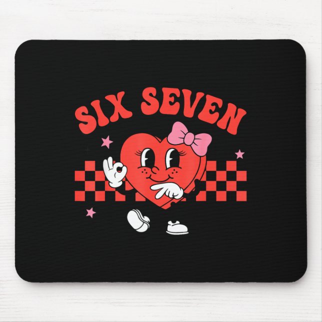 Valentine Funny Six Seven Heart Bow Meme Gen Alpha Mouse Mat (Front)