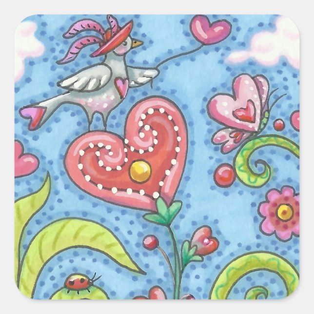 VALENTINE GARDEN WHIMSICAL STICKERS Sheet (Front)
