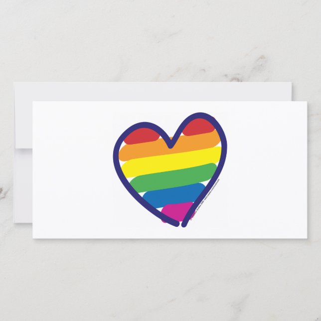 Valentine Gay Pride Rainbow Heart Holiday Card (Front)
