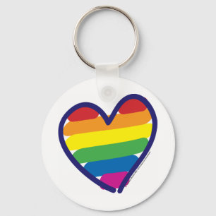 Valentine Gay Pride Rainbow Heart Key Ring