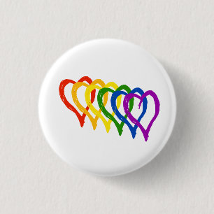 Valentine Gay Pride Rainbow Layered Hearts 3 Cm Round Badge