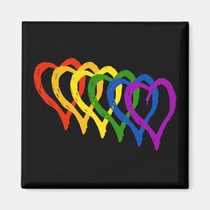 Valentine Gay Pride Rainbow Layered Hearts Magnet