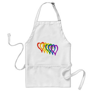 Valentine Gay Pride Rainbow Layered Hearts Standard Apron