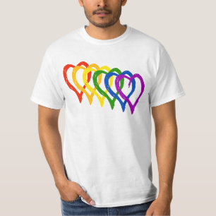 Valentine Gay Pride Rainbow Layered Hearts T-Shirt