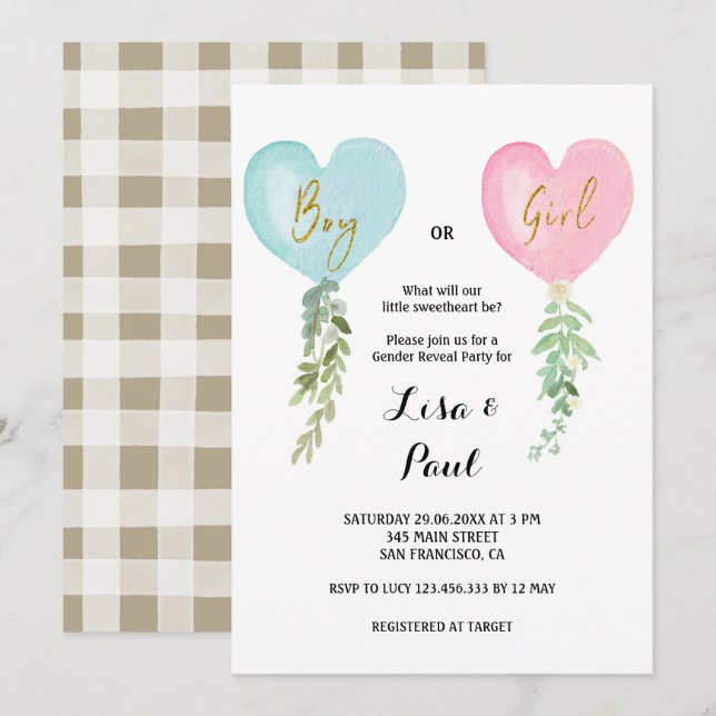 Valentine Gender Reveal Invitation (Front/Back)