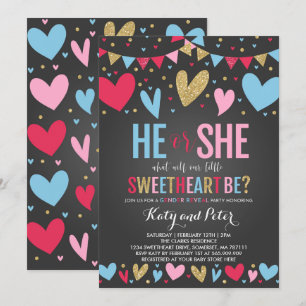 Valentine Gender Reveal Party Sweetheart Reveal Invitation