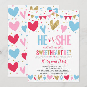 Valentine Gender Reveal Party Sweetheart Reveal Invitation
